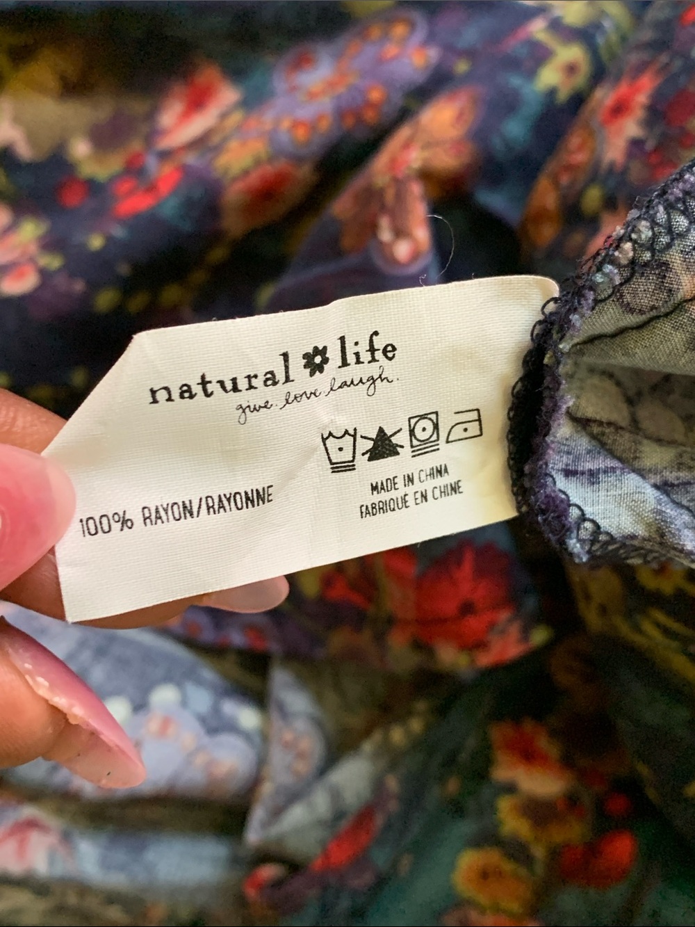 Natural Life Floral Navy multicolored Prairie Maxi Skirt with Side Slit - Picture 9 of 10